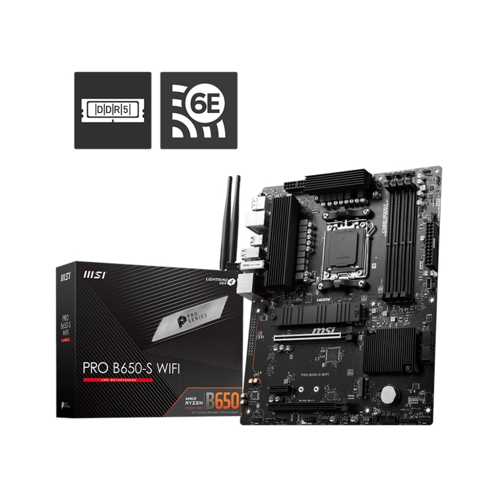 MSI PRO B650-S WIFI DDR5 7200(OC)MHz HDMI DP M.2 ATX AM5 