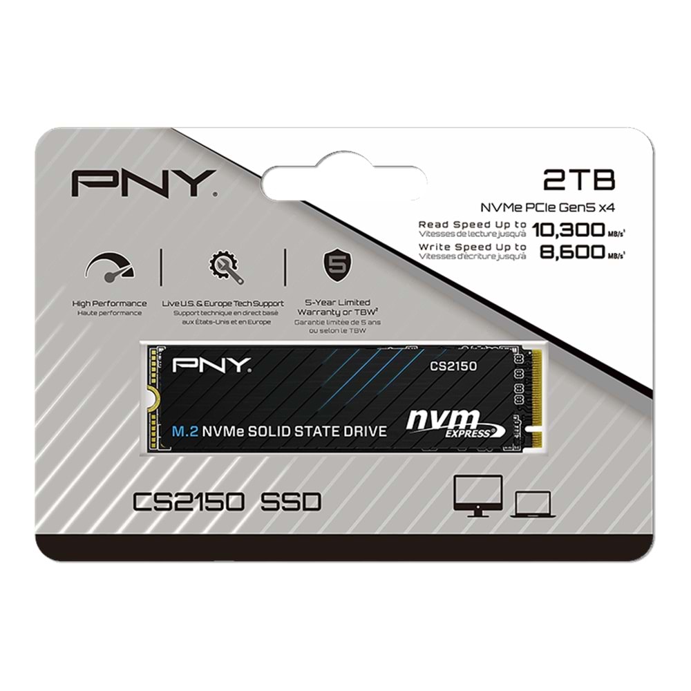 PNY CS2150 2TB 10200/8500 NVMe PCIe Gen5x4 M.2 SSD (M280CS2150-2TB-TB)