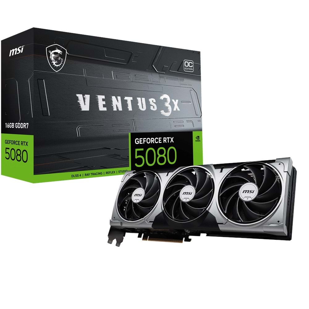 MSI VGA GEFORCE RTX 5080 16G VENTUS 3X OC RTX5080 16GB GDRR7 256 B DX12 PCIE 5.0 X16 (3XDP 1XHDMI)