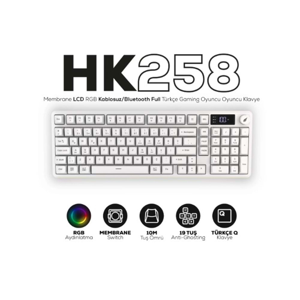 HAWK GAMING HK258W MEMBRANE LCD RGB KABLOSUZ BLUET