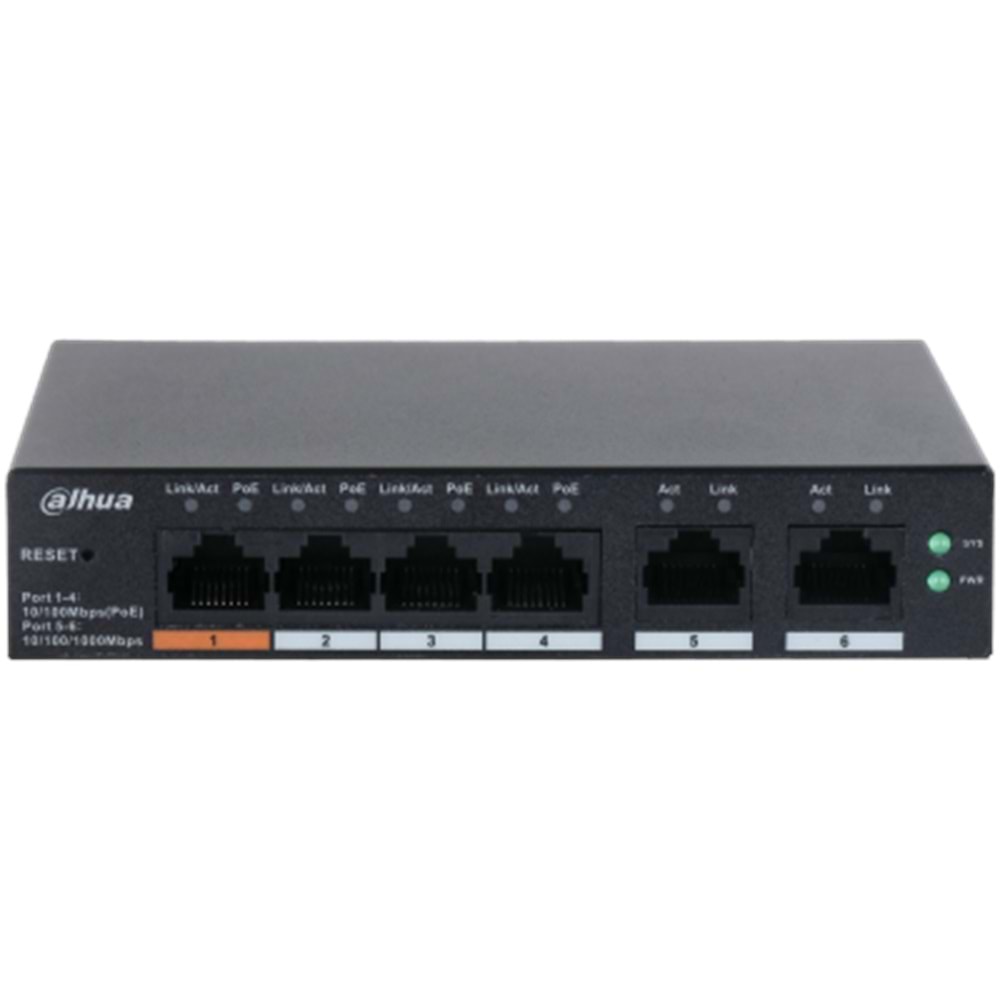 DAHUA CS4006-4ET-60 4 PORT 4XFE-2XGE YÖNETİLEBİLİR 60W POE SWİTCH