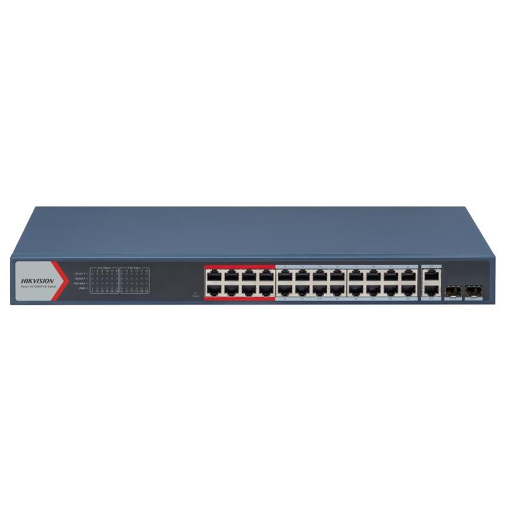 HIKVISION DS-3E1326P-EI(B) 24 PORT 24XFE+2XGE 370W YÖNETİLEBİLİR POE SWİTCH
