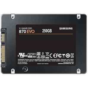 250GB SAMSUNG 870 560/530MB/s EVO MZ-77E250BW SSD (Resmi Distribütör Garantili)