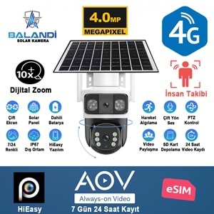 BALANDI PRO-8200GIP 4MP 2 KAMERALI 4G AOV E-SİM SOLAR KAMERA (HIEASY)