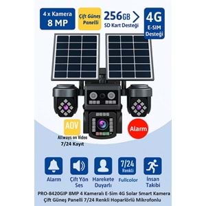 BALANDI PRO-8420GIP 8MP 4 KAMERALI 4G AOV E-SİM SOLAR KAMERA (HIEASY)