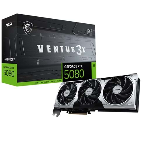 MSI VGA GEFORCE RTX 5080 16G VENTUS 3X OC PLUS RTX5080 16GB GDRR7 256 B DX12 PCIE 5.0 X16 (3XDP 1XHDMI)