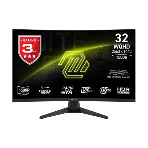 31.5 MSI MAG 321CQF E18 WQHD 0.5MS 180HZ 1500R RAPID VA FREESYNC CURVE GAMING 