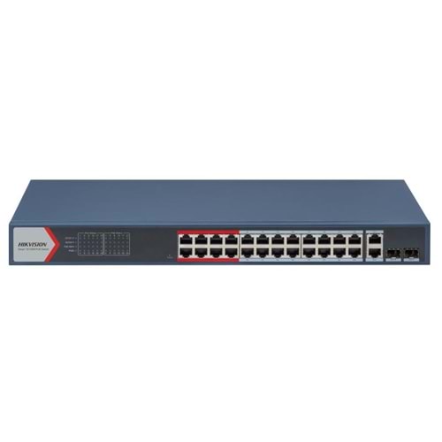 HIKVISION DS-3E1326P-EI(B) 24 PORT 24XFE+2XGE 370W YÖNETİLEBİLİR POE SWİTCH