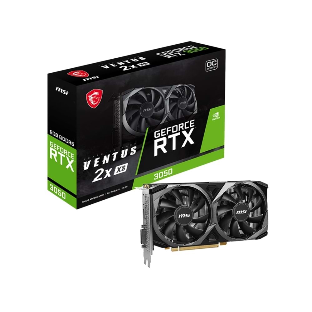 MSI GEFORCE RTX 3050 VENTUS 2X XS 8G OC GDDR6 HDMI DP DVI 128Bit 